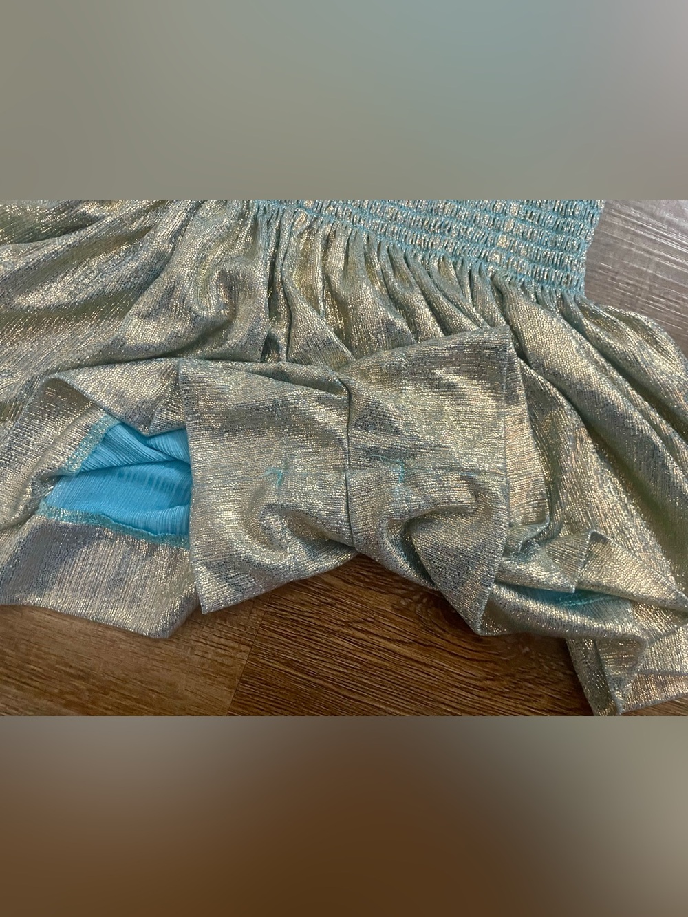 Queen of Sparkles Shorts XS XSmall Blue Gold Dusted Swing Shimmer Preppy - Picture 6 of 6